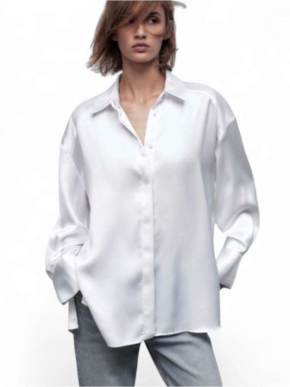 Zara White Button-Down Shirt
